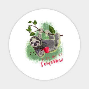 Sloth with coffee mug tropical pribt Magnet